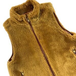 J.CREW Excursion Plush Fleece Teddy Vest Womens Medium Golden Hickory Camel Tan